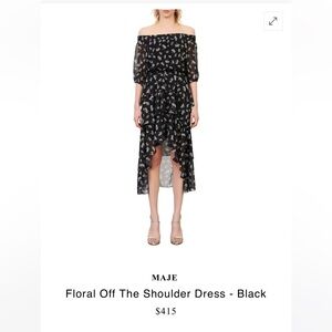 Maje Floral Off the Shoulder Dress - Size 36